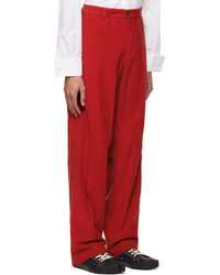Pantalon chino en velours côtelé rouge Maison Margiela