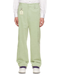 Pantalon chino en velours côtelé vert menthe Wooyoungmi