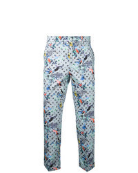 Pantalon chino imprimé bleu clair