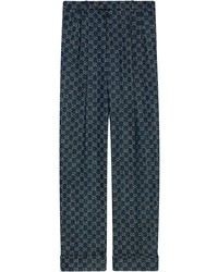 Pantalon chino imprimé bleu marine Gucci