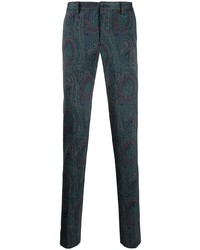 Pantalon chino imprimé cachemire bleu marine
