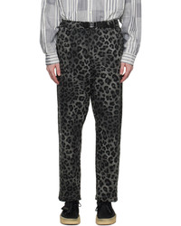 Pantalon chino imprimé léopard gris foncé