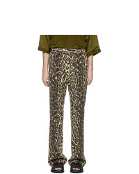 Pantalon chino imprimé léopard marron clair