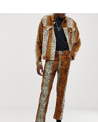 Pantalon chino imprimé léopard marron Reclaimed Vintage