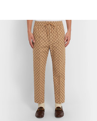 Pantalon chino imprimé marron clair Gucci