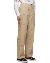 Pantalon chino imprimé marron clair Junya Watanabe