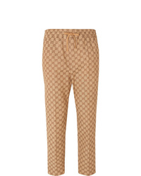 Pantalon chino imprimé marron clair Gucci