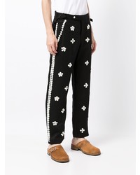 Pantalon chino imprimé noir et blanc Bode