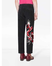 Pantalon chino imprimé noir Gucci
