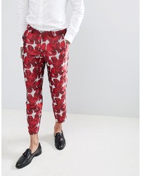 Pantalon chino imprimé rouge