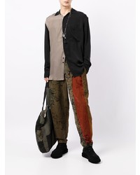 Pantalon chino imprimé tie-dye marron Uma Wang