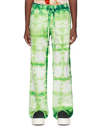 Pantalon chino imprimé tie-dye vert menthe