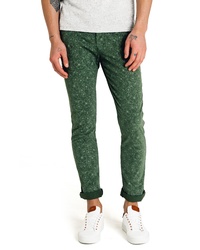 Pantalon chino imprimé vert foncé