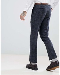 Pantalon de costume à carreaux bleu marine