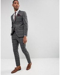 Pantalon de costume à carreaux gris foncé Selected