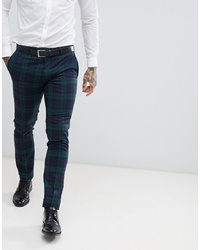 Pantalon de costume à carreaux vert foncé Twisted Tailor