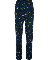 Pantalon de costume à fleurs bleu marine Kenzo
