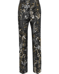 Pantalon de costume à fleurs gris foncé