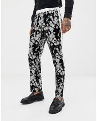 Pantalon de costume à fleurs noir ASOS Edition