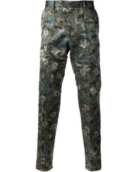 Pantalon de costume à fleurs vert foncé Valentino