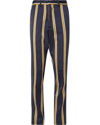 Pantalon de costume à rayures verticales bleu marine Ami