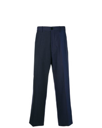 Pantalon de costume à rayures verticales bleu marine Marni