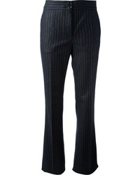 Pantalon de costume à rayures verticales bleu marine Moschino