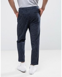 Pantalon de costume à rayures verticales bleu marine Asos