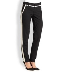 Pantalon de costume à rayures verticales noir et blanc