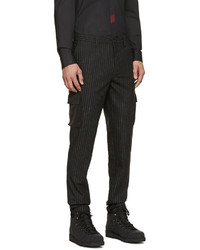 Pantalon de costume à rayures verticales noir Kenzo