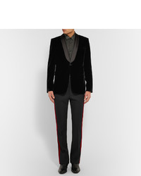 Pantalon de costume à rayures verticales noir Saint Laurent
