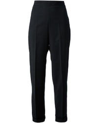Pantalon de costume à rayures verticales noir Hache