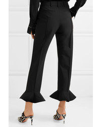 Pantalon de costume à volants noir Valentino