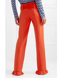 Pantalon de costume à volants rouge Prada