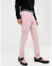 Pantalon de costume brodé rose
