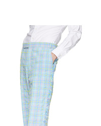 Pantalon de costume écossais bleu clair Thom Browne