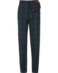Pantalon de costume écossais vert foncé