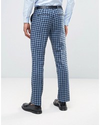 Pantalon de costume en laine à carreaux bleu Asos