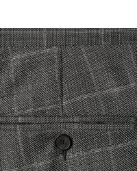 Pantalon de costume en laine à carreaux gris Sandro