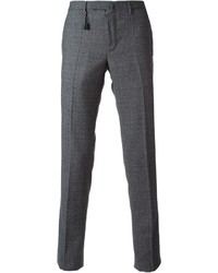 Pantalon de costume en laine à carreaux gris Incotex