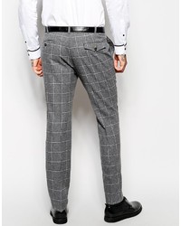 Pantalon de costume en laine à carreaux gris