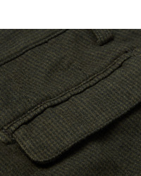 Pantalon de costume en laine à carreaux olive Massimo Alba