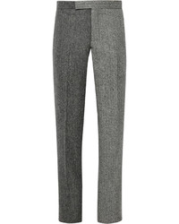 Pantalon de costume en laine à chevrons gris foncé