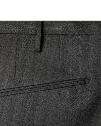 Pantalon de costume en laine à chevrons gris foncé Boglioli