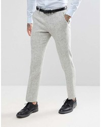 Pantalon de costume en laine à chevrons gris Asos