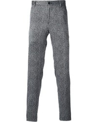 Pantalon de costume en laine à chevrons gris Giorgio Armani