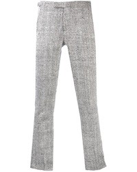 Pantalon de costume en laine à chevrons gris