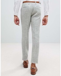 Pantalon de costume en laine à chevrons gris Asos