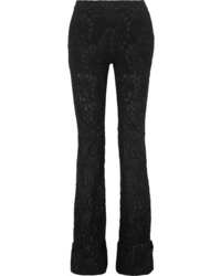 Pantalon de costume en laine à fleurs noir