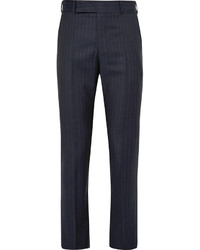 Pantalon de costume en laine à rayures verticales bleu marine Paul Smith